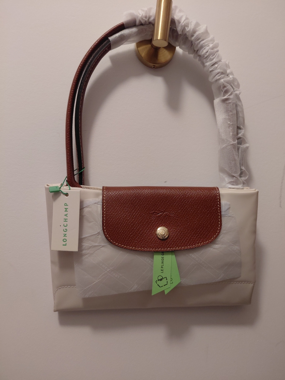 Longchamp Beige Tote with Brown Leather Trim - Picture 2 of 4